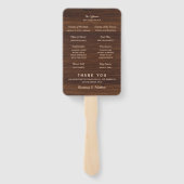 Rustikales Programm für Hochzeiten im Holz-Schnitz Fächer (Rückseite)