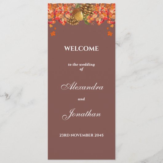 Rustikales Programm zur Hochzeit im Herbst im Herb (Vorderseite)