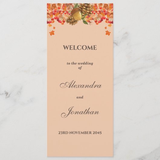 Rustikales Programm zur Hochzeit im Herbst im Herb (Vorderseite)