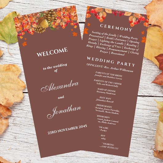 Rustikales Programm zur Hochzeit im Herbst im Herb