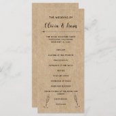 Rustikales Programm zur Hochzeit von Papier (Vorne/Hinten)