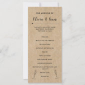 Rustikales Programm zur Hochzeit von Papier (Vorderseite)
