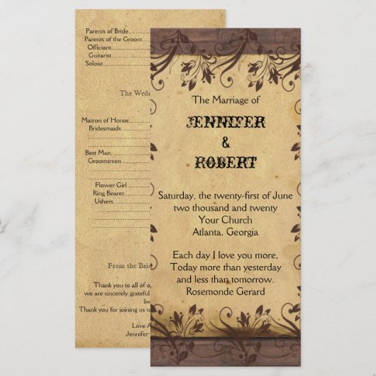 Rustikales Programm zur Hochzeit von Stallholz (Vorne/Hinten)