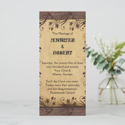 Rustikales Programm zur Hochzeit von Stallholz (Stehend Vorderseite)