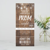 Rustikales Prom Night Party Ticket Einladung (Stehend Vorderseite)