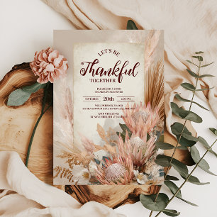 Rustikales Protea Bloom Erntedank Dinner Einladung