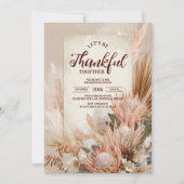 Rustikales Protea Bloom Erntedank Dinner Einladung (Vorderseite)