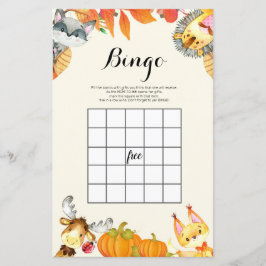 Rustikales Pumpkin Animal Watercolor Bingo Spiel