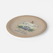 Rustikales Pumpkin Blue Fall Floral Brautparty Pappteller (Schrägansicht)