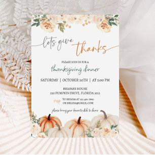 Rustikales Pumpkin Erntedank Dinner Einladung