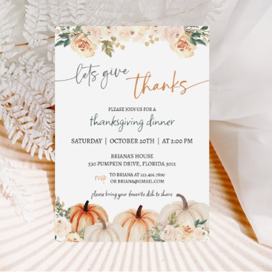 Rustikales Pumpkin Erntedank Dinner Einladung