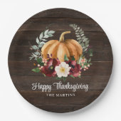 Rustikales Pumpkin Erntedank Dinner Pappteller (Vorderseite)