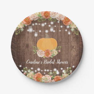 Rustikales Pumpkin Fall Floral Brautparty Pappteller