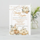 Rustikales Pumpkin Fall Floral Erntedank Dinner Einladung (Stehend Vorderseite)