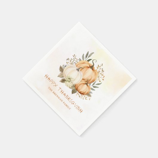 Rustikales Pumpkin Fall Floral Erntedank Dinner Serviette (Ecke)
