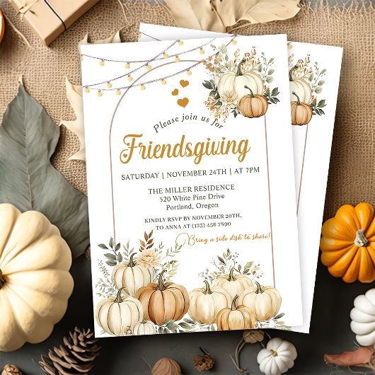 Rustikales Pumpkin Fall Floral Friendsgiving Einladung