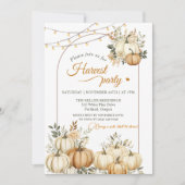 Rustikales Pumpkin Fall Floral Harvest Party Einladung (Vorderseite)