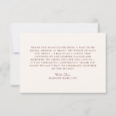 Rustikales Pumpkin Floral Brautparty Dankeskarte (Rückseite)