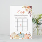 Rustikales Pumpkin Floral Watercolor Bingo Spiel (Stehend Vorderseite)