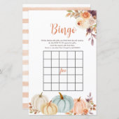 Rustikales Pumpkin Floral Watercolor Bingo Spiel (Vorne/Hinten)