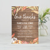 Rustikales Pumpkin Golden Folies Erntedank Dinner Einladung (Stehend Vorderseite)