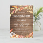 Rustikales Pumpkin Golden Folies Erntedank Dinner Einladung (Stehend Vorderseite)