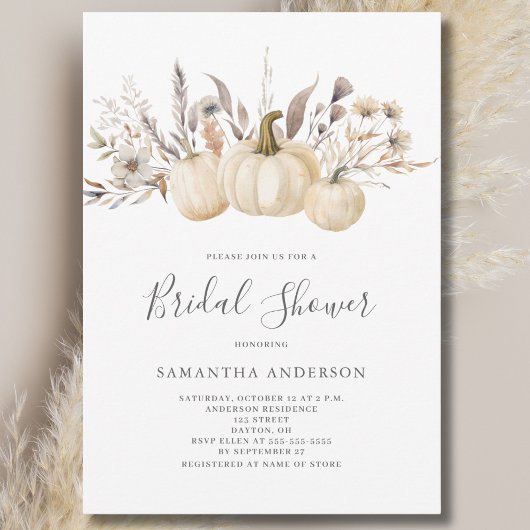 Rustikales Pumpkin Herbst-Brautparty Einladung