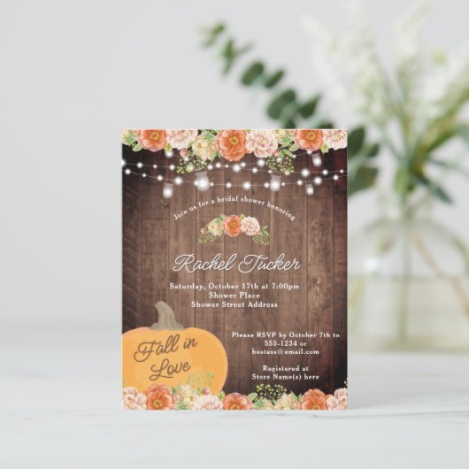 Rustikales Pumpkin & Lights Fall Brautparty laden  (Stehend Vorderseite)