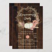 Rustikales Pumpkin Pampas Wreath Housewarming Part Einladung (Vorne/Hinten)