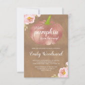 Rustikales Pumpkin Pink Floral Girl Babydusche Einladung (Vorderseite)