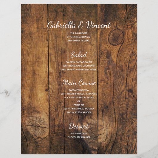 Rustikales Pumpkins Fall Barn Wedding Menü (Rückseite)