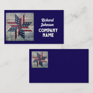 rustikales Quiltblock-Muster Stars and Stripes bla Visitenkarte