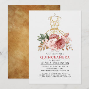 Rustikales Quinceanera-Blumenkleid 15. Geburtstag Einladung