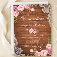 Rustikales Quinceanera Holz Spitzen Pink Floral