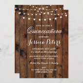 Rustikales Quinceanera Party Blumenzwiebelleuchten Einladung (Vorne/Hinten)