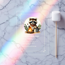 Rustikales Raccoon "One Happy Camper" 1. Geburtsta Acryleinladungen
