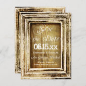 Rustikales Rahmenholz Save the Date Postkarten (Vorne/Hinten)