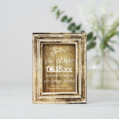 Rustikales Rahmenholz Save the Date Postkarten (Stehend Vorderseite)