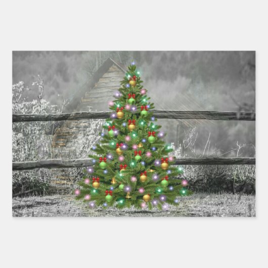 Rustikales Ranch Weihnachten Geschenkpapier Set (Vorderseite)