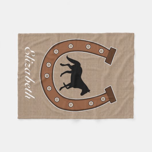 Rustikales Ranch-Western-Hufeisen und schwarzes Fleecedecke (Vorderseite (Horizontal))