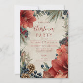 Rustikales Red Amaryllis Weihnachtsfest Party Einladung (Vorderseite)