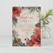 Rustikales Red Amaryllis Weihnachtsfest Party Einladung (Stehend Vorderseite)