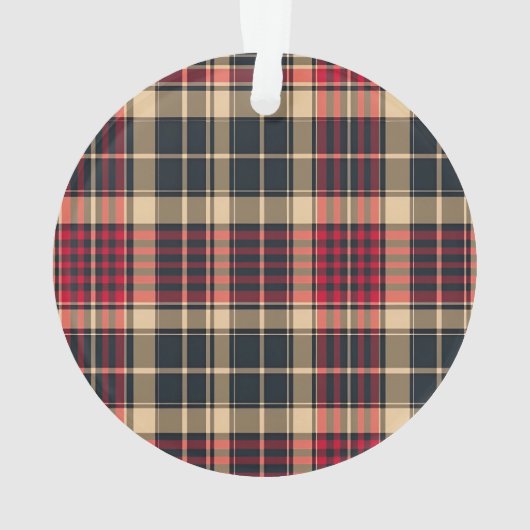 Rustikales Red and Tan Tartan Kariertes Custom Dog Ornament (Rückseite)