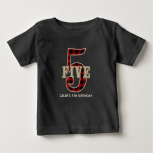 Rustikales Red Black Buffalo Kariert 5. Geburtstag Baby T-shirt