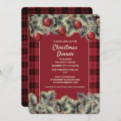 Rustikales Red Black Buffalo Kariertes Weihnachtse Einladung (Vorne/Hinten)