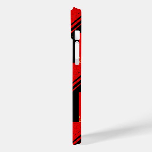 Rustikales Red Black Gold Muster Case-Mate iPhone Hülle (Rückseite / Links)