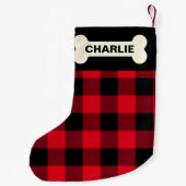 Rustikales Red Buffalo Kariert Hund Knochen Indivi Kleiner Weihnachtsstrumpf (Rückseite)