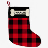 Rustikales Red Buffalo Kariert Hund Knochen Indivi Kleiner Weihnachtsstrumpf (Vorderseite)