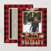 Rustikales Red Buffalo Kariert Kraft Reindeer Foto Postkarte (Vorne/Hinten)