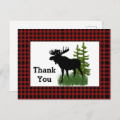 Rustikales Red Buffalo Kariert mit Elch Danke Postkarte (Vorne/Hinten)